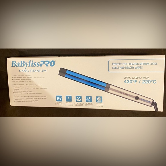BaBylissPRO Nano Titanium Blue Curling Wand 1 1/4 inch - Picture 5 of 9